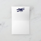 Vintages Personalisiertes Hochzeitflugzeug Dankeskarte (Innenseite)