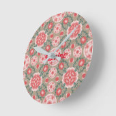 Vintages Personalisiertes rosa Blume Pflanze Muste Runde Wanduhr (Winkel)