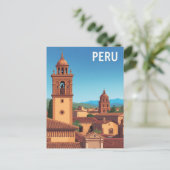 Vintages Peru Cityscape Travel Poster Postkarte (Stehend Vorderseite)