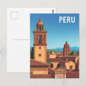 Vintages Peru Cityscape Travel Poster Postkarte (Vorne/Hinten)