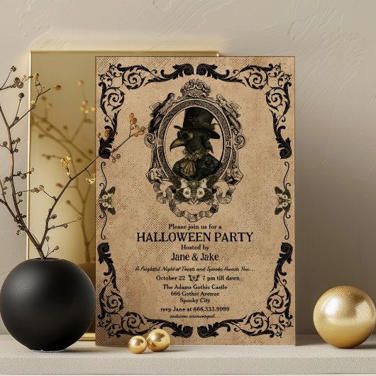 Vintages Pestdiplom Gothic-Halloween-Party Einladung