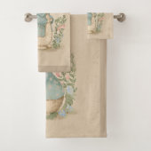 Vintages Peter-Hasen mit Blume Badhandtuch Set (Insitu)