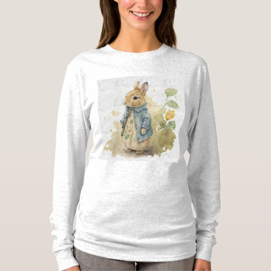 Vintages Peter Kaninchen mit Blume T - Shirt (Vorderseite)