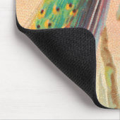 Vintages Pfau auf einem Ast-Gemälde Mousepad (Ecke)