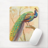 Vintages Pfau auf einem Ast-Gemälde Mousepad (Mit Mouse)