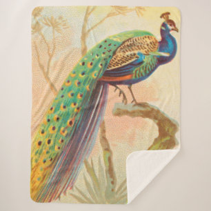 Vintages Pfau auf einem Ast-Gemälde Sherpadecke