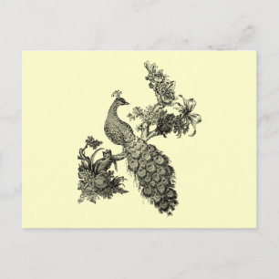 Vintages Pfau auf Zweigstellen T - Shirt und Gesch Postkarte
