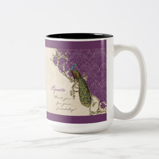 Vintages Pfau & Etchings Hindu-Hochzeitsgeschenk Zweifarbige Tasse (Rechts)