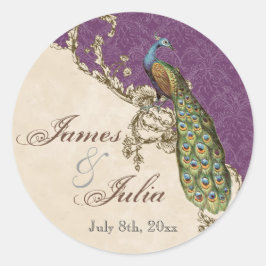 Vintages Pfau & Etchings Hochzeitssemble Siegel Runder Aufkleber