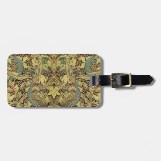 Vintages Pfau-Muster Gepäckanhänger (Vorderseite horizontal)