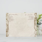 Vintages Pfau- und Etching-Hochzeitsprogramm Räume (Stehend Vorderseite)