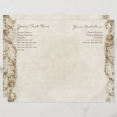 Vintages Pfau- und Etching-Hochzeitsprogramm Räume (Vorne/Hinten)