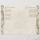 Vintages Pfau- und Etching-Hochzeitsprogramm Räume (Rückseite)