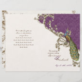 Vintages Pfau- und Etchings-Hochzeitsprogramm (Vorne/Hinten)