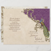 Vintages Pfau- und Etchings-Hochzeitsprogramm (Vorne/Hinten)