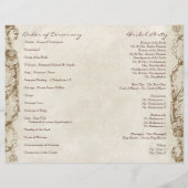 Vintages Pfau- und Etchings-Hochzeitsprogramm (Rückseite)