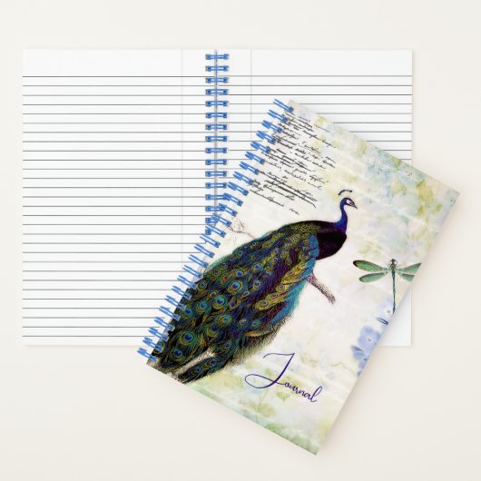 Vintages Pfau- und Hydrangeenzjournal Notizblock (Innen)
