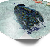 Vintages Pfau und Rose Illustration Fotodruck (Ecke)