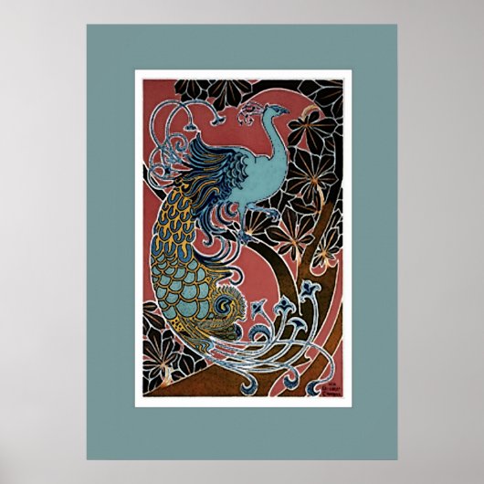 Vintages Pfauenausstellungspaket drucken Poster (Vorne)