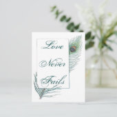 Vintages Pfauenfederfutter Inspiration Liebe Zitat Postkarte (Stehend Vorderseite)