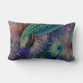 Vintages Pfauenfutter Blumengold Rosa Glitzer Lendenkissen (Rückseite)