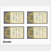 Vintages Pfauenhochzeitweinetikett Rechteckiger Aufkleber (Blatt)