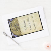 Vintages Pfauenhochzeitweinetikett Rechteckiger Aufkleber (Umschlag)