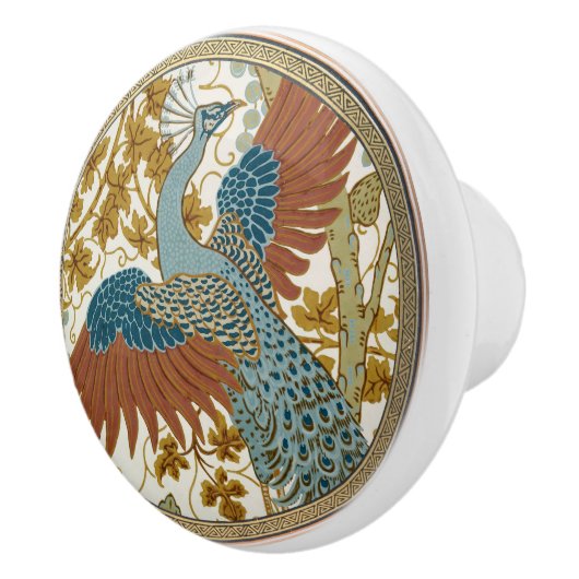 Vintages PfauenJugendstil-Muster Keramikknauf (Rechts)