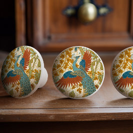 Vintages PfauenJugendstil-Muster Keramikknauf