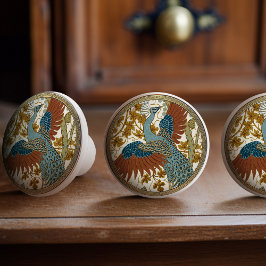Vintages PfauenJugendstil-Muster Keramikknauf