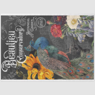 Vintages Pfauenkonservatorium und Botanischer Gart Seidenpapier