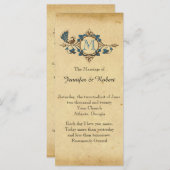 Vintages Pfauenmonogramm-Hochzeitsprogramm Programm (Vorne/Hinten)