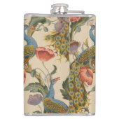 Vintages Pfauenmuster Farbenfrohe Kunst Flachmann (Rückseite)