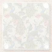 Vintages Pfauenmuster Farbenfrohe Kunst Glasuntersetzer (Rückseite)