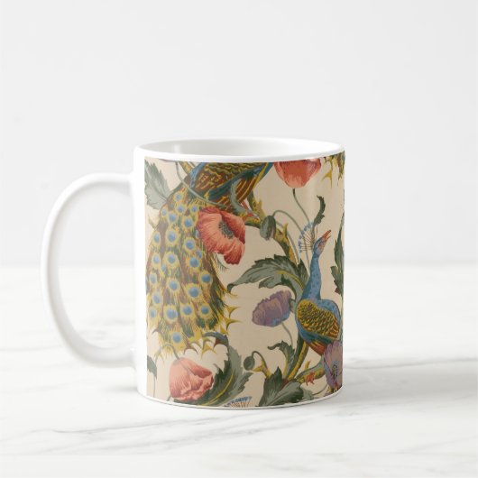 Vintages Pfauenmuster Farbenfrohe Kunst Kaffeetasse (Links)