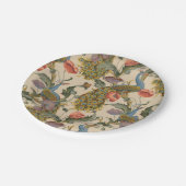 Vintages Pfauenmuster Farbenfrohe Kunst Pappteller (Schrägansicht)