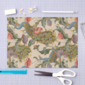 Vintages Pfauenmuster Farbenfrohe Kunst Seidenpapier (Handwerk)