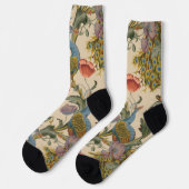 Vintages Pfauenmuster Farbenfrohe Kunst Socken (Linkes Detail)