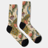 Vintages Pfauenmuster Farbenfrohe Kunst Socken (Rechts)