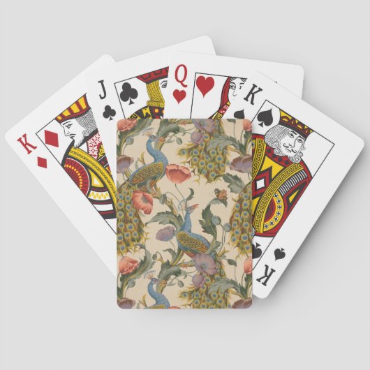 Vintages Pfauenmuster Farbenfrohe Kunst Spielkarten (Rückseite)