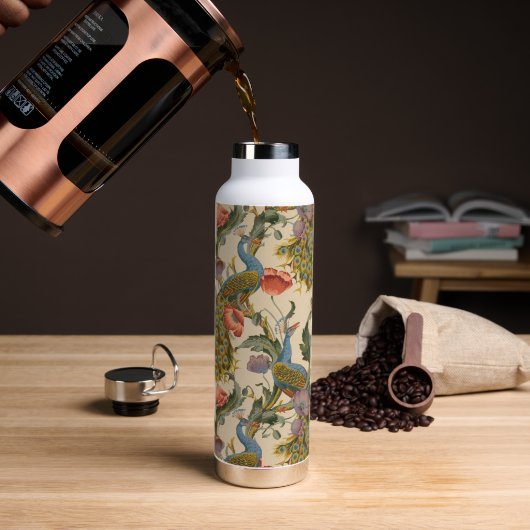 Vintages Pfauenmuster Farbenfrohe Kunst Trinkflasche (Kaffee)