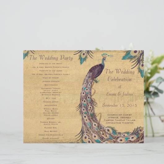 Vintages Pfauenpflanzenschutzprogramm (Stehend Vorderseite)