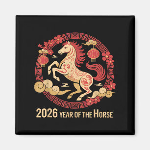 Vintages Pferd 2026 Zodiakisches chinesisches Neuj Magnet