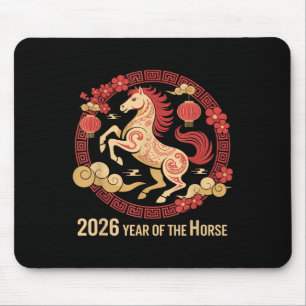 Vintages Pferd 2026 Zodiakisches chinesisches Neuj Mousepad