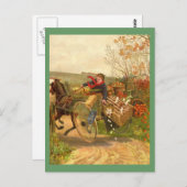 Vintages Pferd Gezeichnet Wagen Postkarte (Vorne/Hinten)