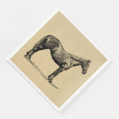 Vintages Pferd Kunst, Illustriert Reiten Serviette (Ecke)