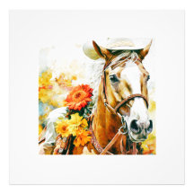 Vintages Pferd mit Cowgirl