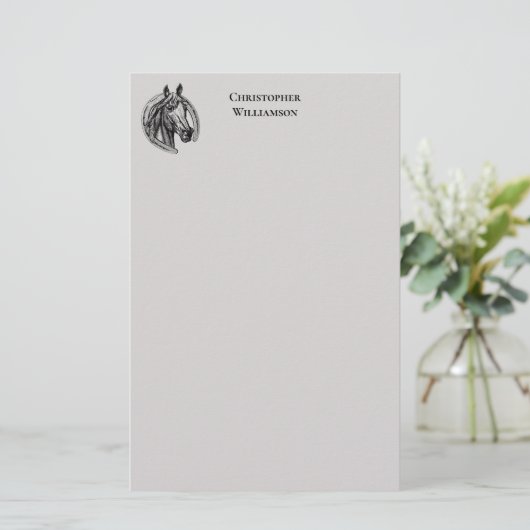Vintages Pferd Mit Monogramm Briefpapier (Stehend Vorderseite)