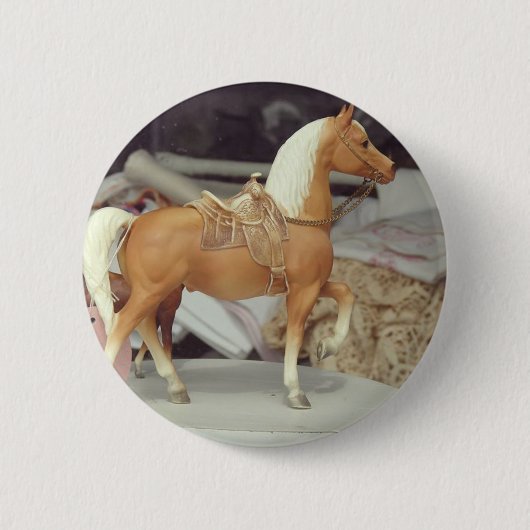 Vintages Pferd, Palomino aus Kunststoff Button (Vorderseite)