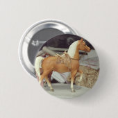 Vintages Pferd, Palomino aus Kunststoff Button (Vorne & Hinten)